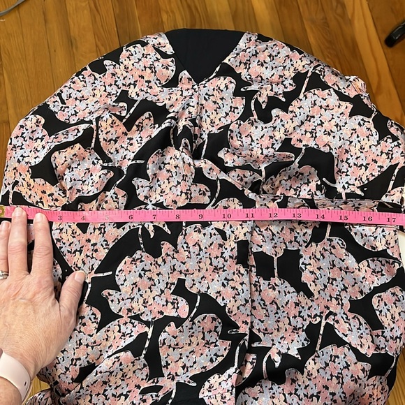 ANTHROPOLOGIE Caballero Pink & Black Motif Floral Wrap Long Sleeve Dress Large - Picture 14 of 15